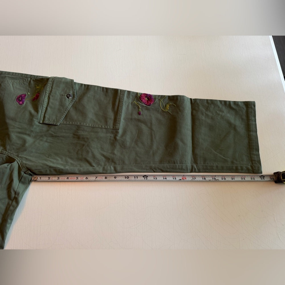 NWT Sundance Melissa Embroidered Olive Green Cargo Pants - Picture 11 of 13